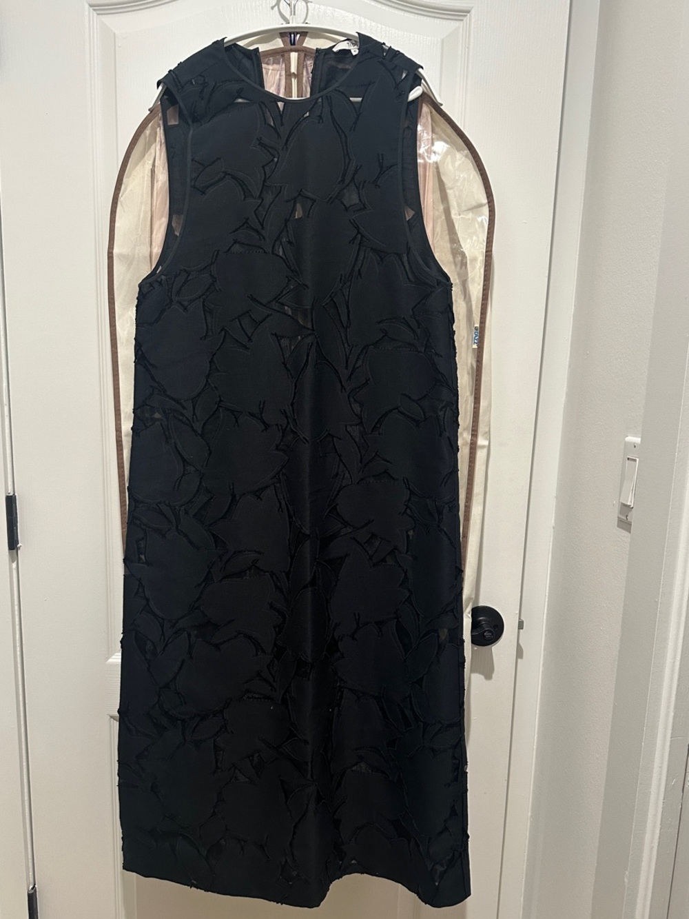 Tibi Black Textured Sleeveless Shift Dress